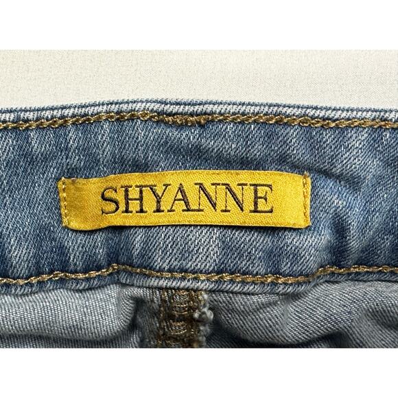 Shyanne Women's Aria Mid Rise Bootcut Blue Stretch Denim Jeans - 27x30 (26x28) - Picture 3 of 6